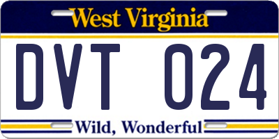WV license plate DVT024