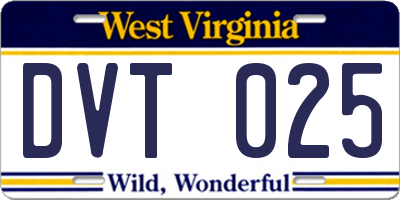 WV license plate DVT025