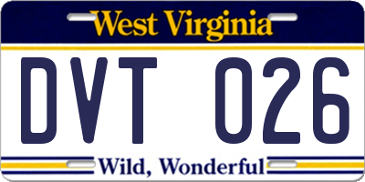 WV license plate DVT026
