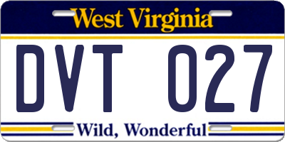 WV license plate DVT027