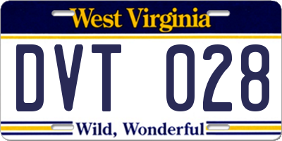 WV license plate DVT028