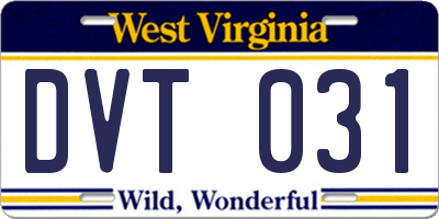 WV license plate DVT031