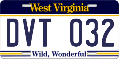 WV license plate DVT032