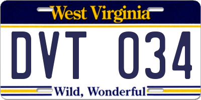 WV license plate DVT034