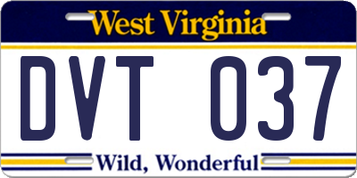 WV license plate DVT037