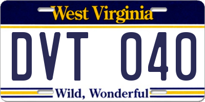 WV license plate DVT040