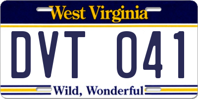 WV license plate DVT041