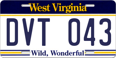 WV license plate DVT043