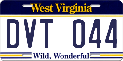 WV license plate DVT044