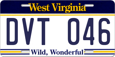 WV license plate DVT046