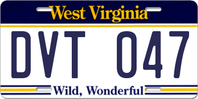 WV license plate DVT047