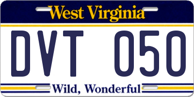 WV license plate DVT050