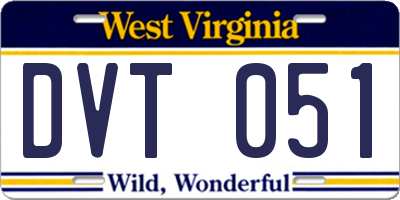 WV license plate DVT051