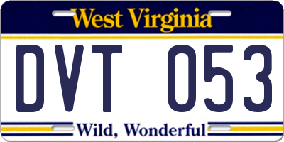 WV license plate DVT053