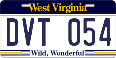WV license plate DVT054