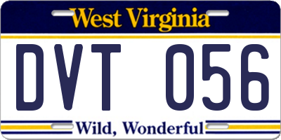 WV license plate DVT056