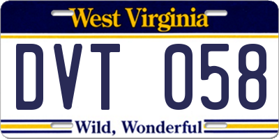 WV license plate DVT058