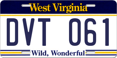 WV license plate DVT061