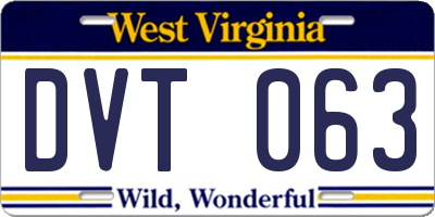 WV license plate DVT063