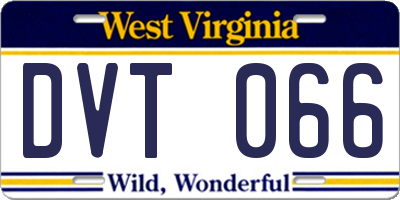 WV license plate DVT066