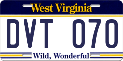 WV license plate DVT070