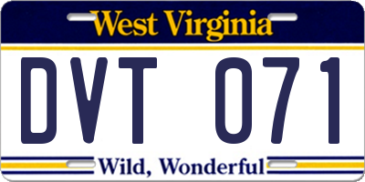 WV license plate DVT071