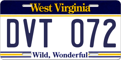 WV license plate DVT072