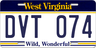 WV license plate DVT074