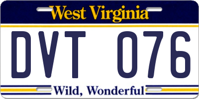WV license plate DVT076