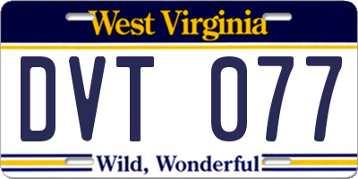 WV license plate DVT077