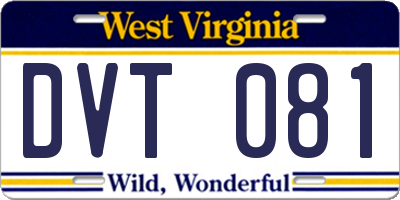 WV license plate DVT081