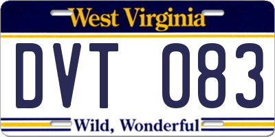 WV license plate DVT083