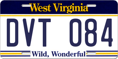 WV license plate DVT084