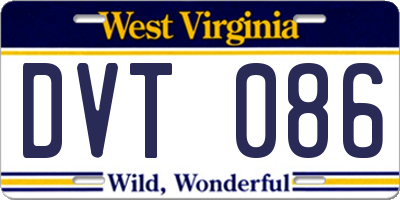 WV license plate DVT086