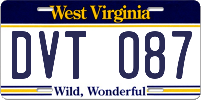 WV license plate DVT087