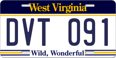 WV license plate DVT091