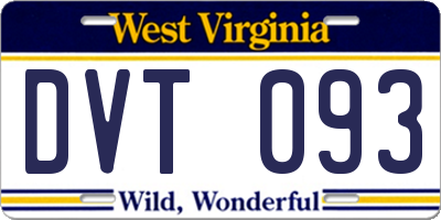 WV license plate DVT093