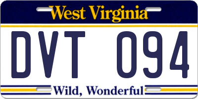 WV license plate DVT094
