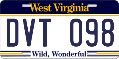 WV license plate DVT098