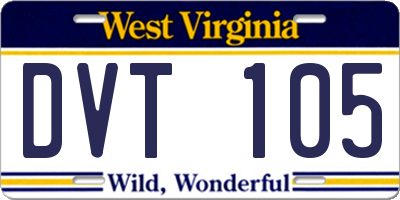 WV license plate DVT105