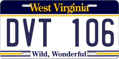 WV license plate DVT106
