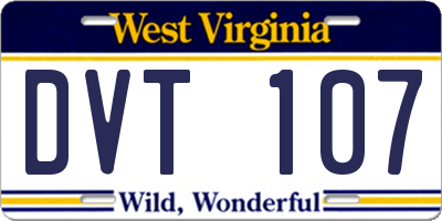 WV license plate DVT107