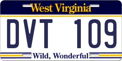 WV license plate DVT109