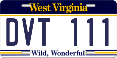 WV license plate DVT111