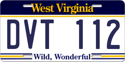 WV license plate DVT112