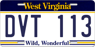 WV license plate DVT113