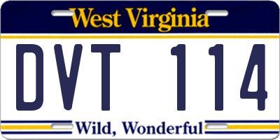 WV license plate DVT114