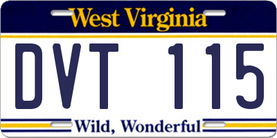 WV license plate DVT115