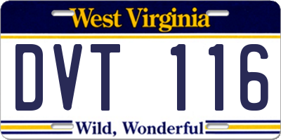WV license plate DVT116