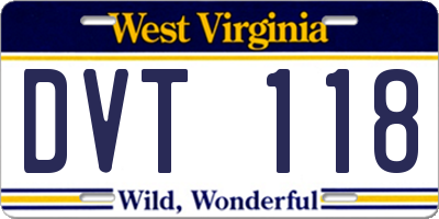 WV license plate DVT118